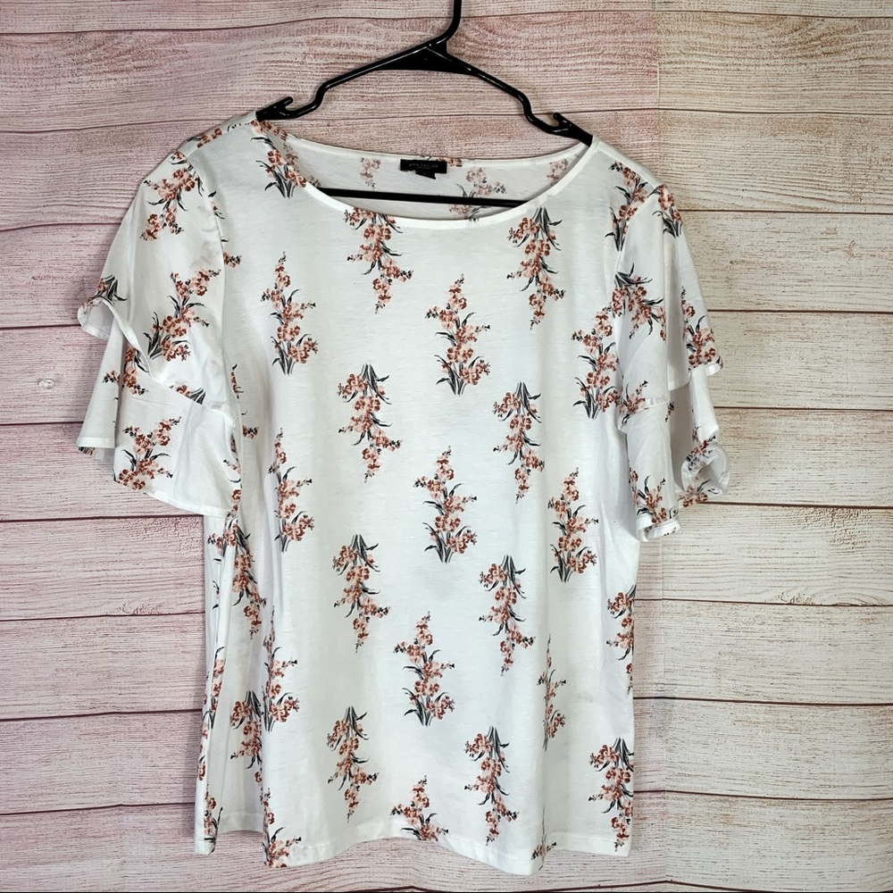 Ann Taylor‎ Floral Short Sleeves Blouse Large